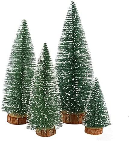Mini Christmas Trees, 4 PCs Pine Trees with Wooden Stand, Green Bottle Brush Trees Small Artifici... | Amazon (US)