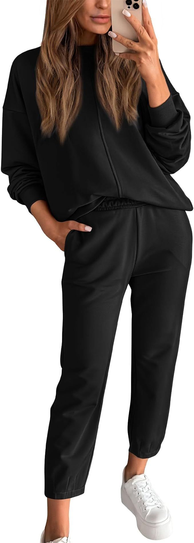 BTFBM 2023 Women 2 Piece Outfits Long Sleeve Pullover Jogger Pants Lounge Sets Fall Winter Sweats... | Amazon (US)