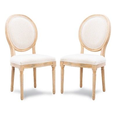 Set of 2 Manchester Linen Oval Back Chairs - Linon | Target