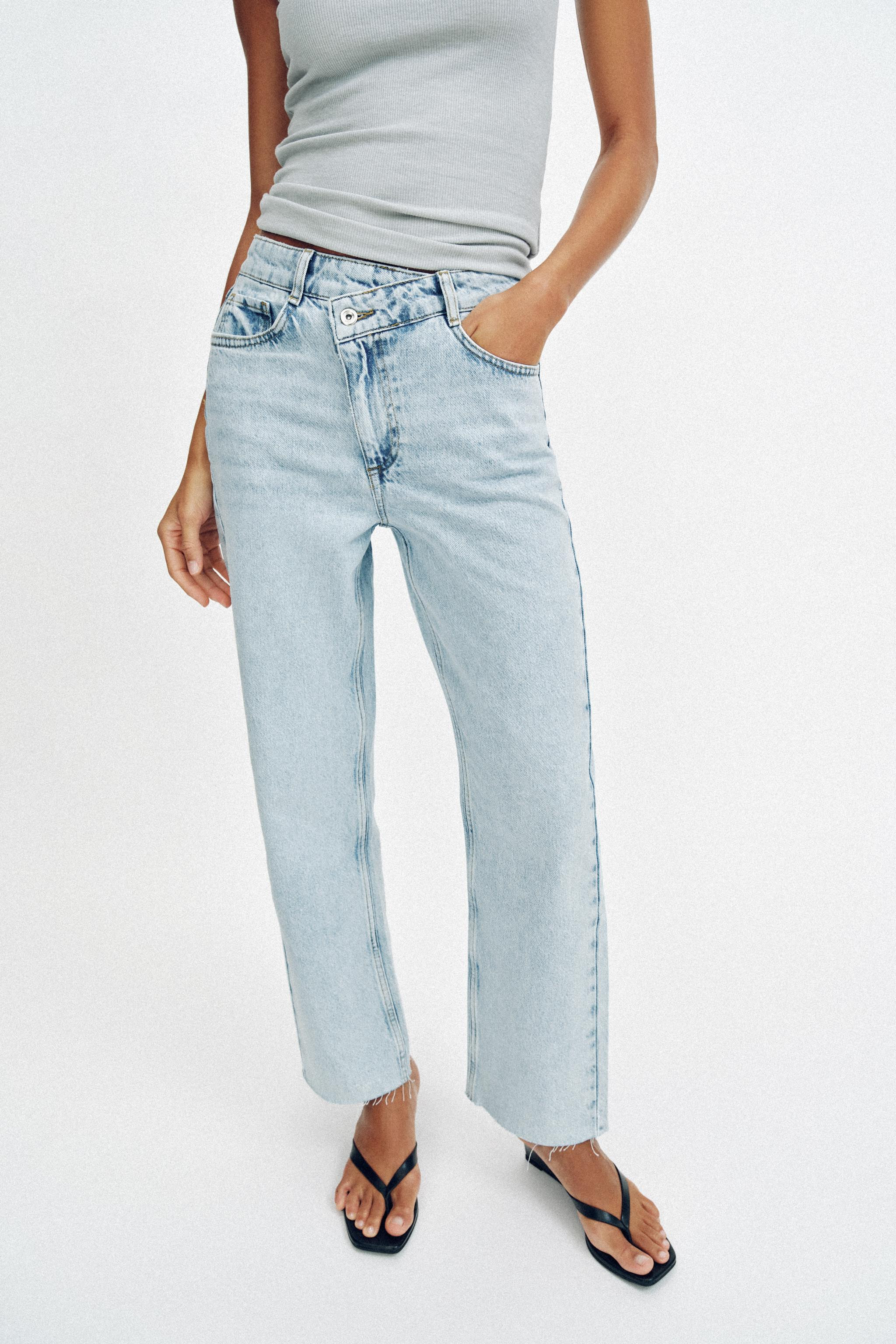 Z1975 HIGH-WAISTED CRISS-CROSS WAIST STRAIGHT JEANS | Zara US