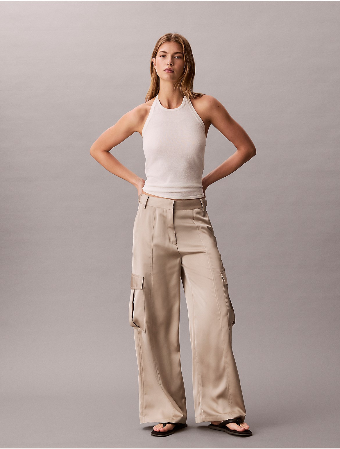 Calvin Klein Women's Satin Cargo Pants - Brown - 0 | Calvin Klein (US)