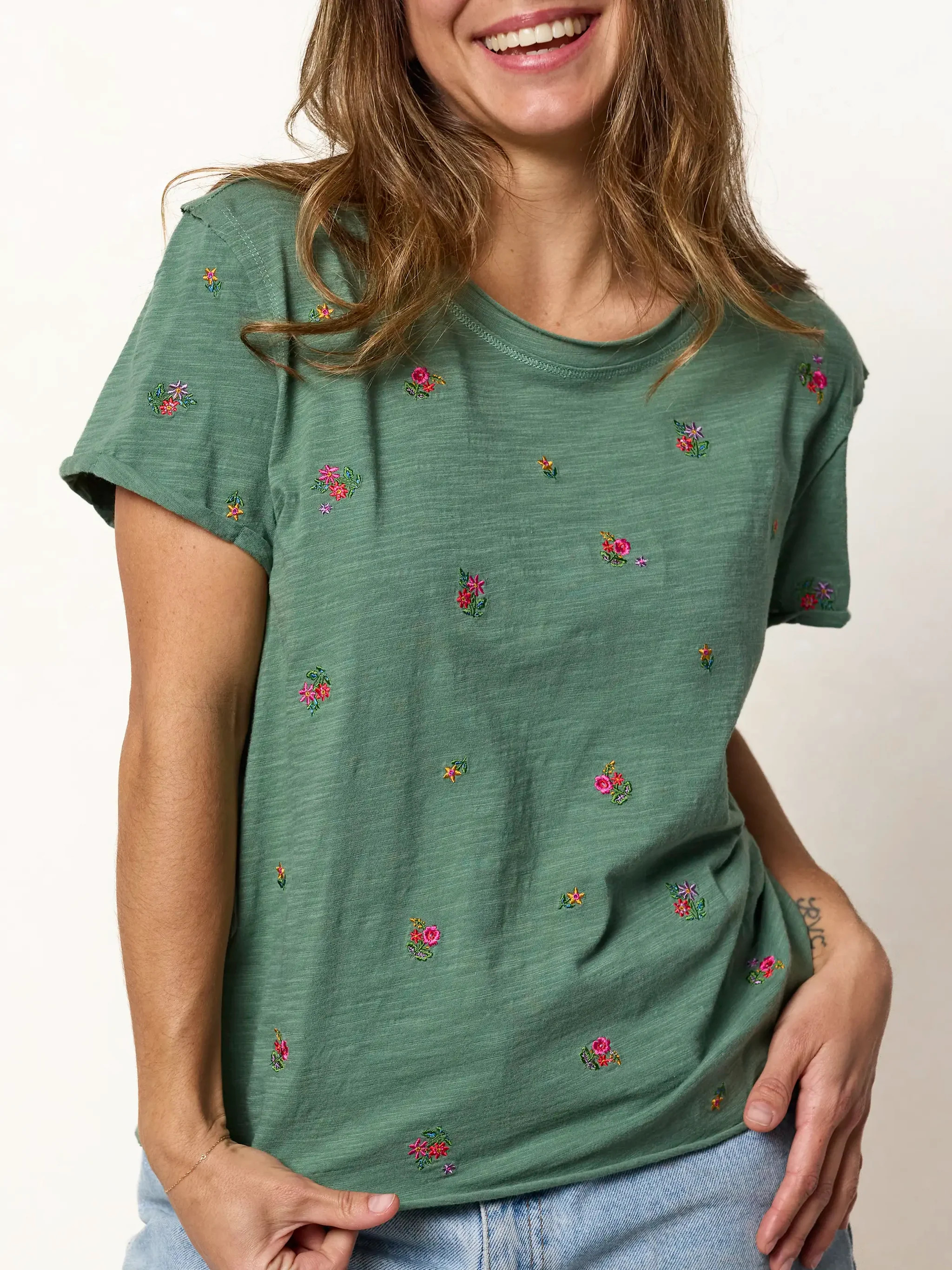 Aiden Embroidered Cotton Tee | Natural Life