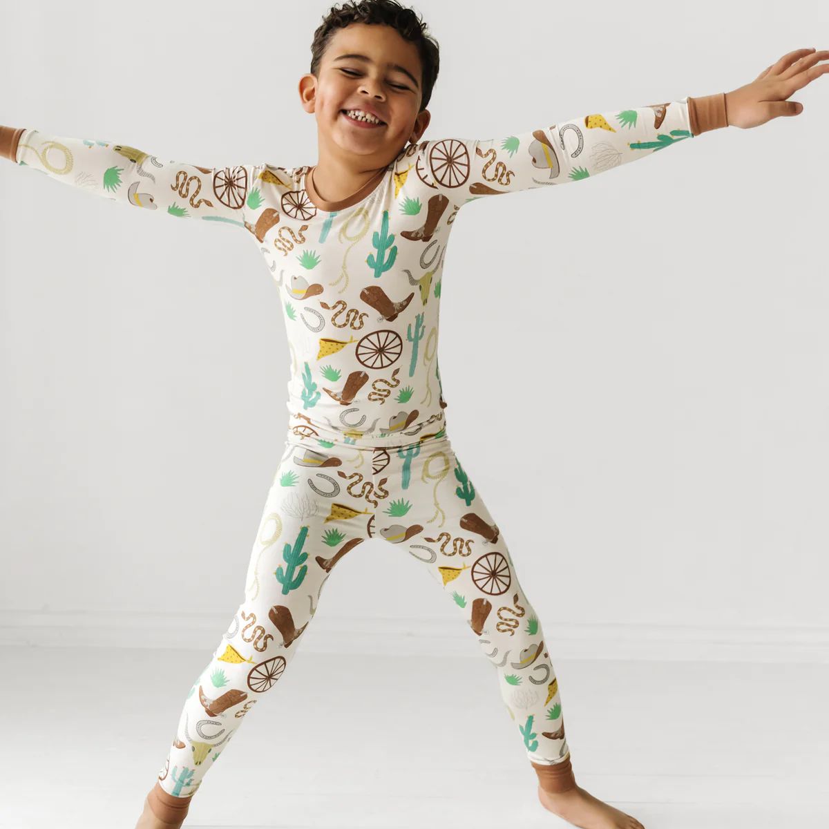 Caramel Ready to Rodeo Two-Piece Bamboo Viscose Pajama Set | Little Sleepies