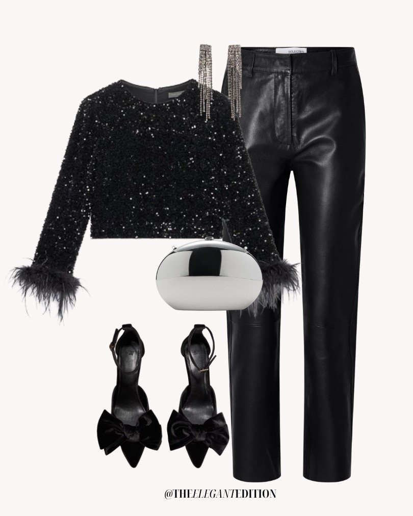 Black sequin top with feather cuffs and leather pants sparkly partywear

#LTKSeasonal #LTKStyleTip #LTKeurope #sequintop #feathers #leatherpants #statement

#LTKeurope #LTKstyletip #LTKpartywear