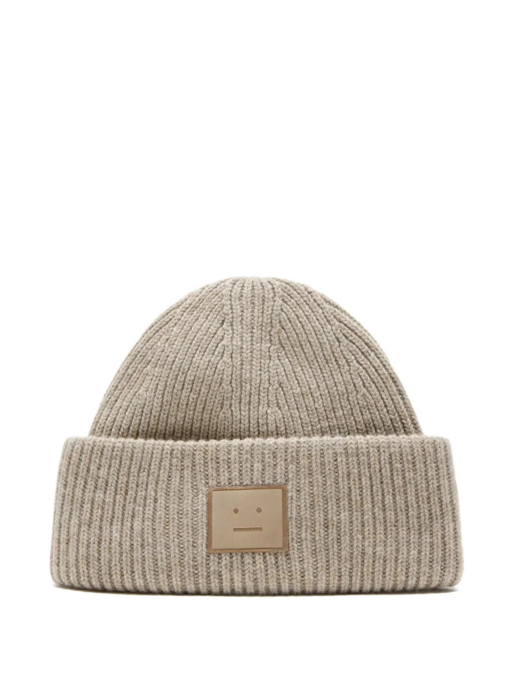 Acne Studios Ribbed face-patch Beanie Hat | Neutrals | FARFETCH | Farfetch Global