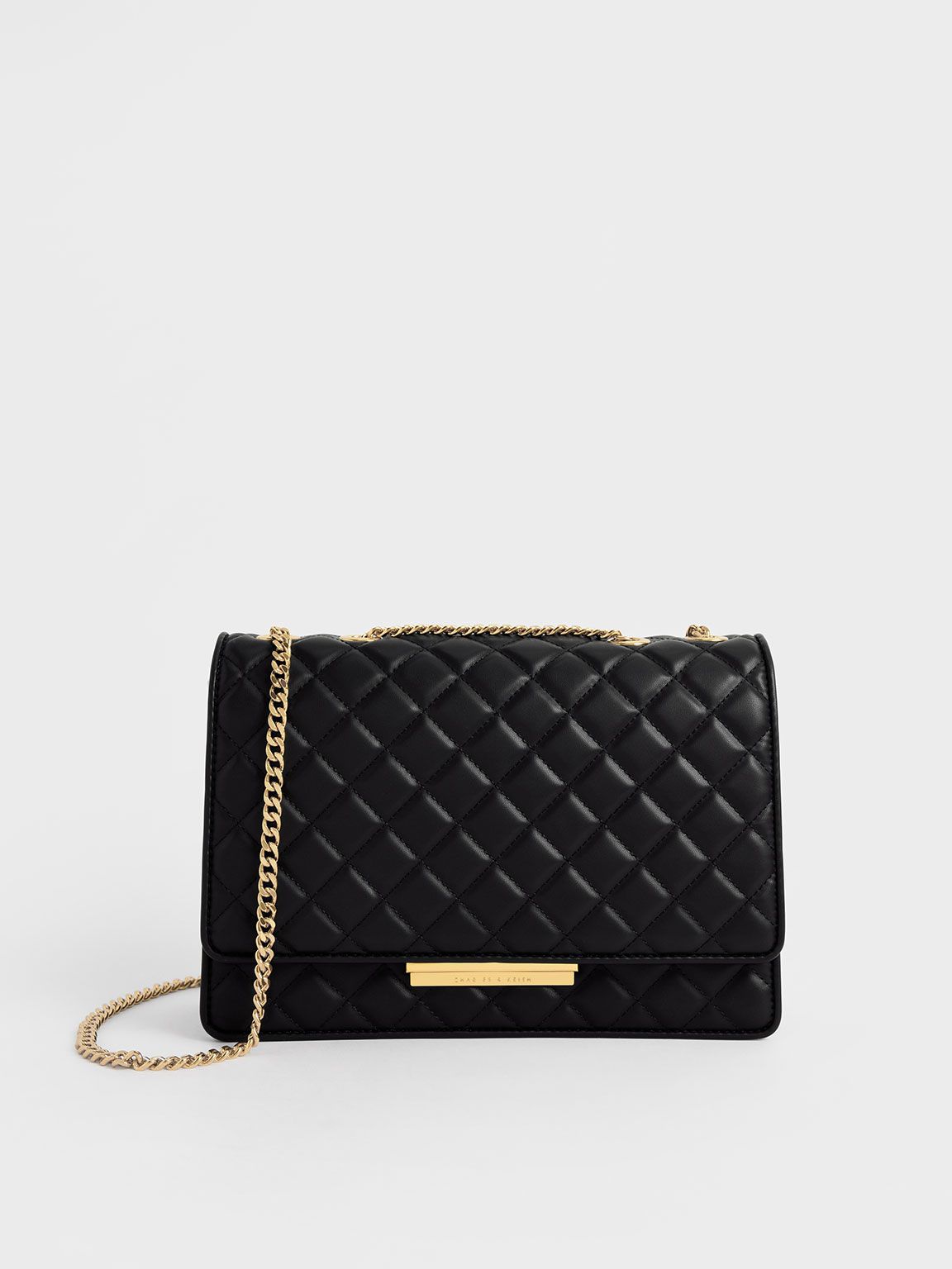 Black Double Chain Handle Quilted Bag | CHARLES &amp; KEITH | Charles & Keith US
