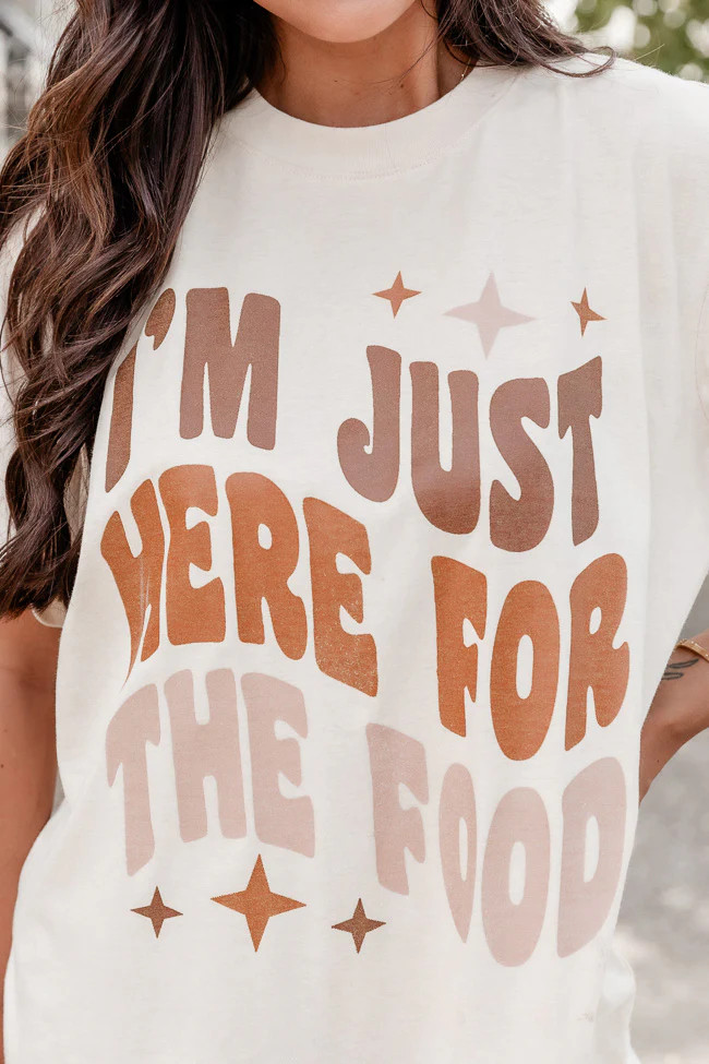 I'm Just Here For The Food Ivory Oversized Graphic Tee | Pink Lily