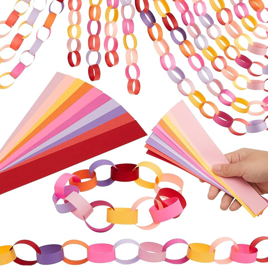 Lincia 600 Sheet Valentine Paper Chain Garland, Construction DIY Crafts Chain Strip for Winter Ho... | Amazon (US)