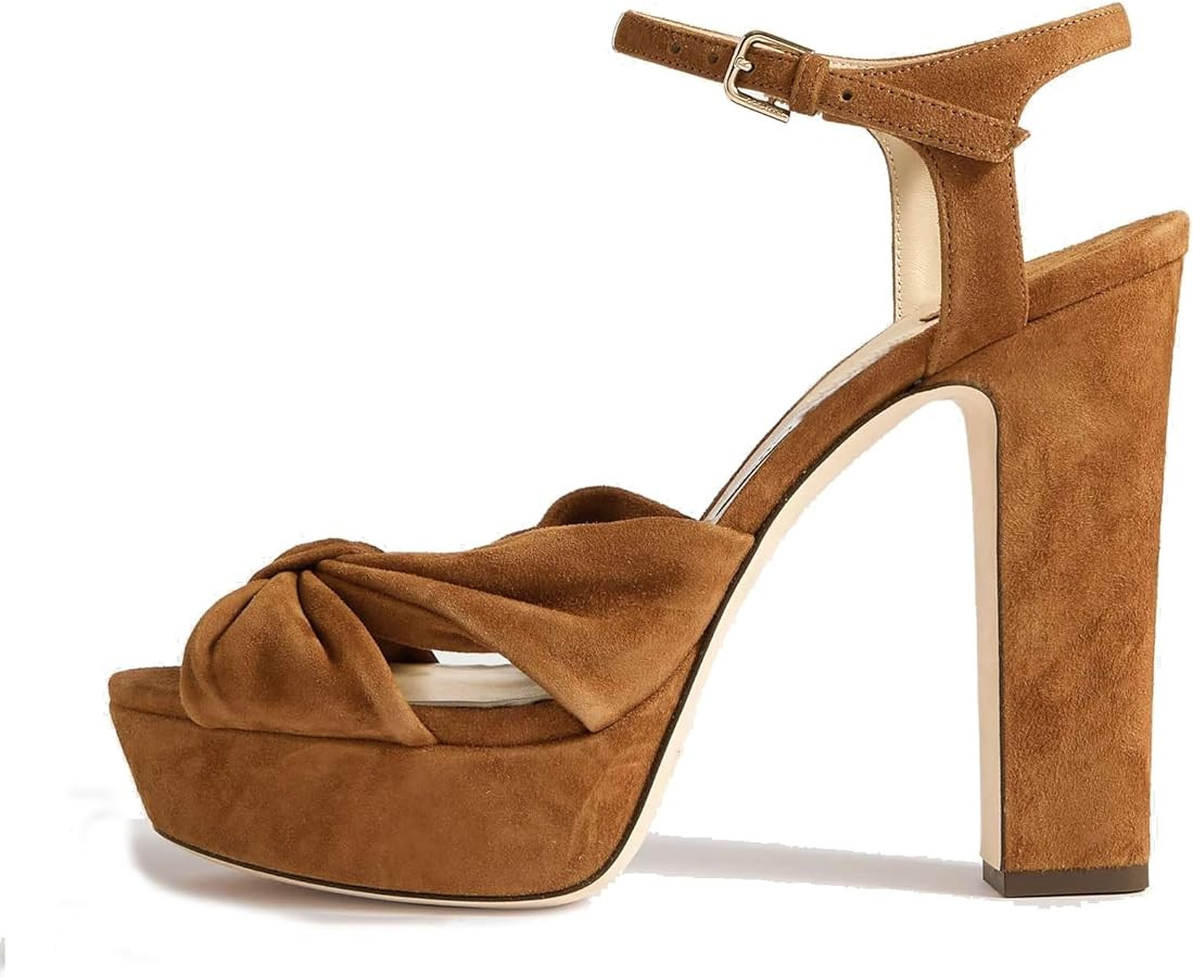 Bow Platform Sandals for Women Peep Toe Ankle Strap Knotted Block Heels 4.7" Chunky Heel Sandal | Amazon (US)
