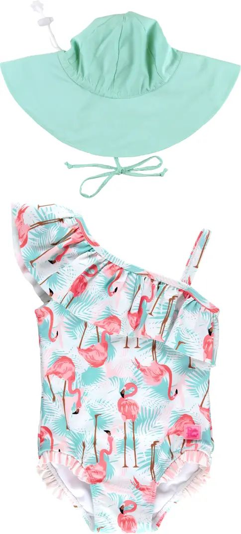 Flamingo Print One-Piece Swimsuit & Hat Set | Nordstrom