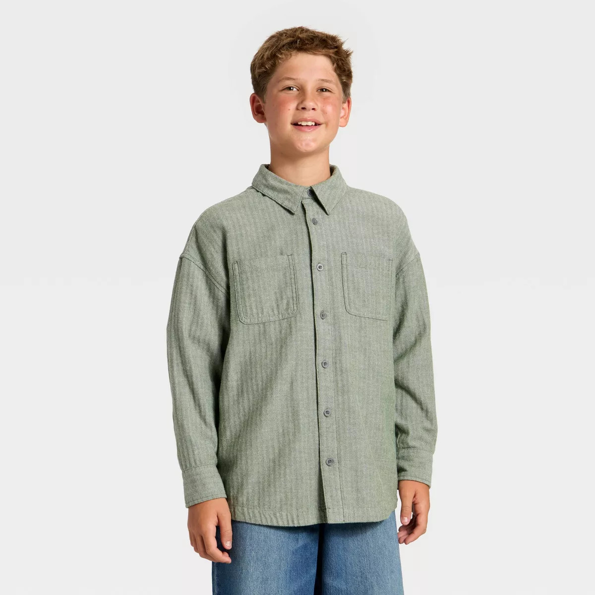 Boys' Long Sleeve Woven Button-Up Shirt - art class™ | Target