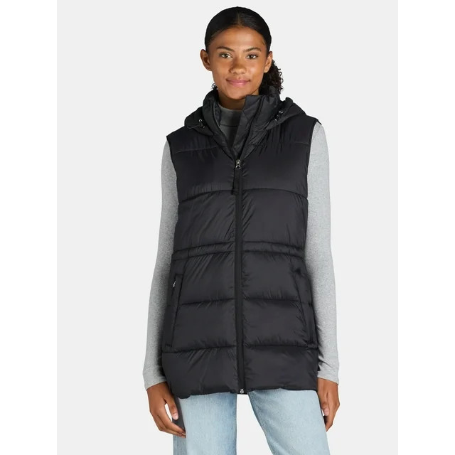Ozark Trail Women's and Women’s Plus Hooded Puffer Vest, Mid Length, Sizes XS-3X | Walmart (US)