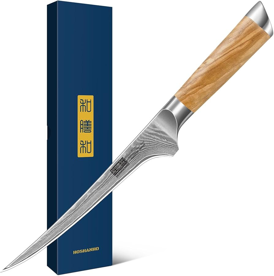 HOSHANHO 7 Inch Damascus Fillet Knife, Professional 10Cr15CoMoV Super Steel Japanese Boning Knife... | Amazon (US)