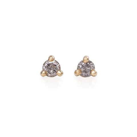 Hope & Magic | Solid Gold Tiny Stud Grey Diamond Earrings | Chupi | Chupi