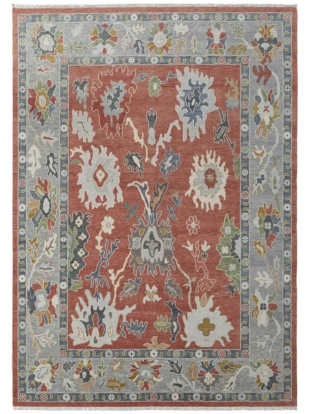 10X14 Red, Grey Oushak Rug Muted 8x10/9x12/10x14 Hand-knotted Vintage Antique Oushak Wool Area Ru... | Etsy (US)