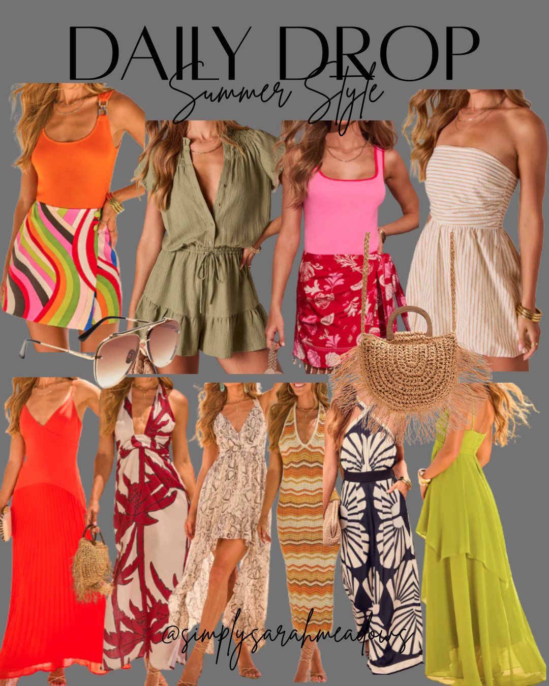 From colorful vacay-ready looks to breezy maxi dresses and effortless rompers, these are the pieces I’m reaching for all summer long! Whether you’re heading to brunch, vacation, date night, or a summer event, these styles are lightweight, flattering, and easy to wear. 🌴✨

Shop all my favorites through my LTK and follow me for daily outfit inspiration, sales, and new finds! 💕 @simplysarahmeadows
#LTKStyle #LTKFinds #LTKSummer #SummerStyle #VacationStyle #ResortWear #LTKSaleAlert #LTKOver40 #MomStyle #TrendingNow #AffordableFashion  

 