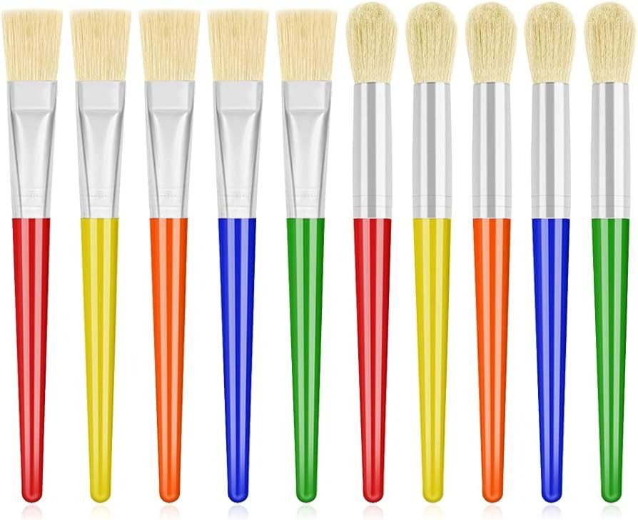 Anezus Large Chubby Paint Brushes Round and Flat Preschool Paint Brushes for Washable Paint Acryl... | Amazon (US)