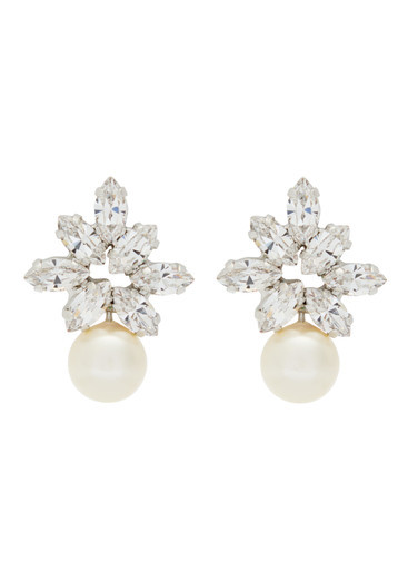 Liza crystal-embellished rhodium-plated drop earrings | Harvey Nichols