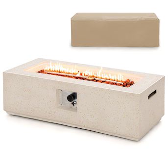 Costway 17-in W 50000-BTU White Composite Rectangle Tabletop Propane Gas Fire Pit Table | Lowe's