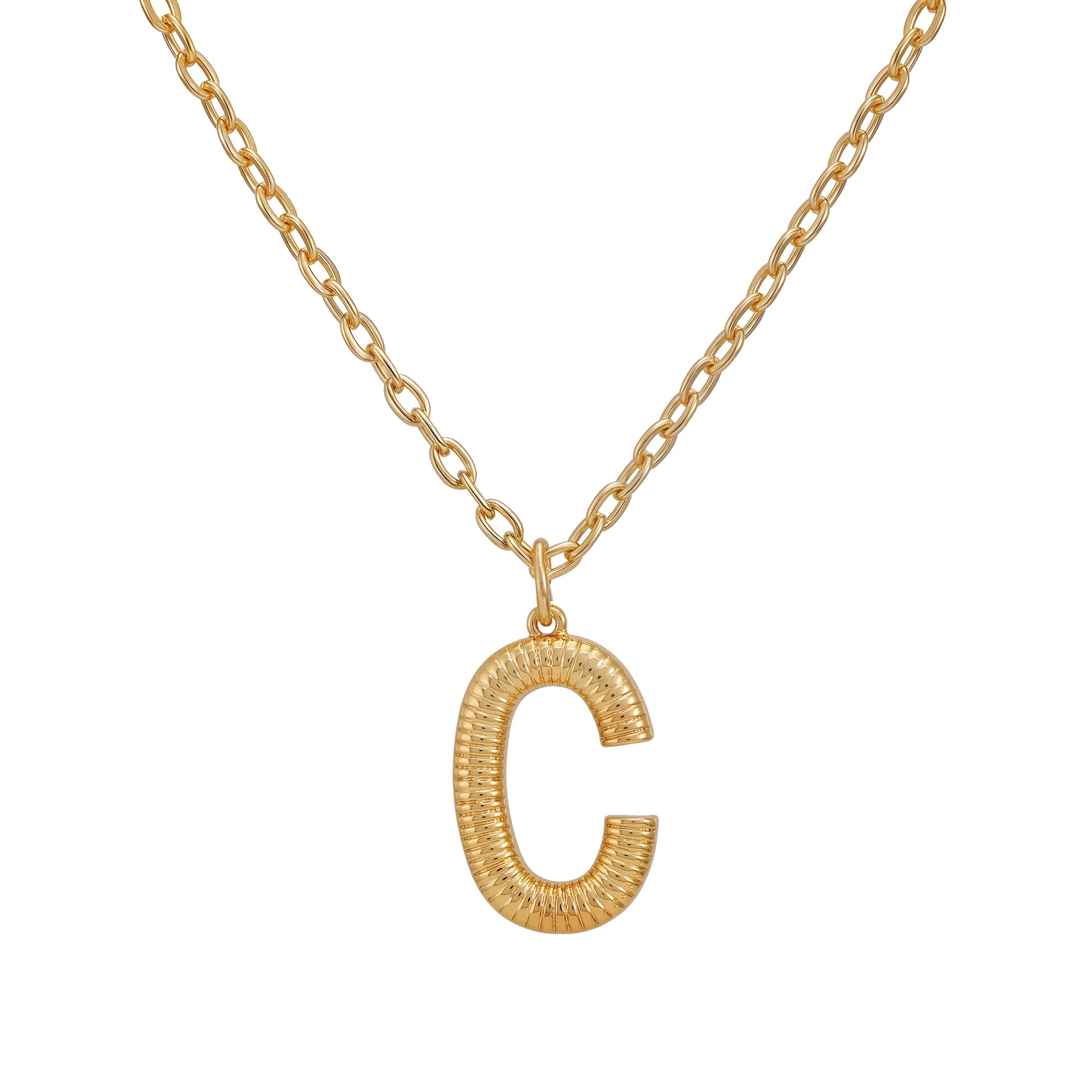 Time and Tru Women's Goldtone Initial C Necklace with Giftable Pouch | Walmart (US)