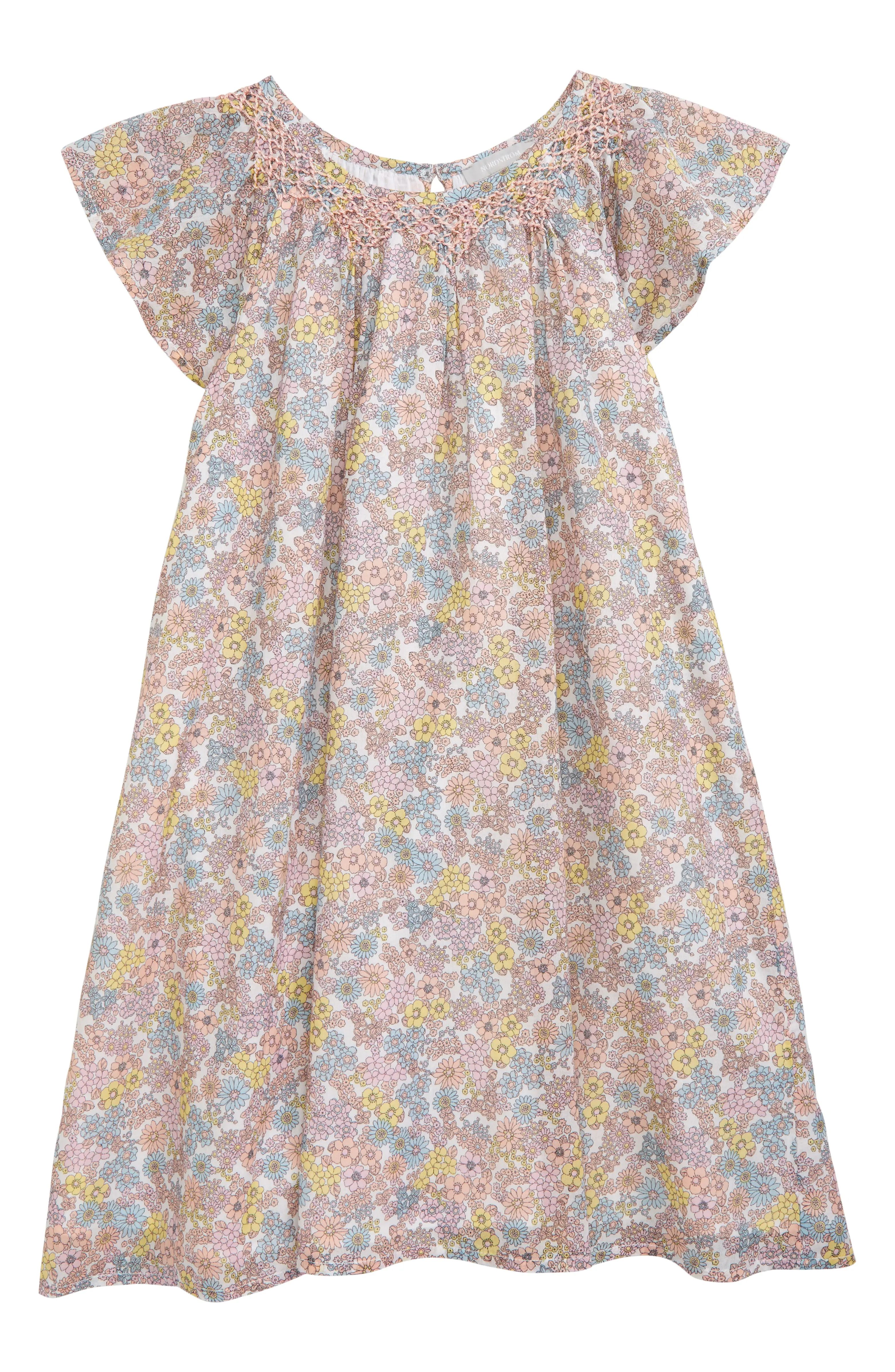 Flower Print Flutter Sleeve Dress | Nordstrom