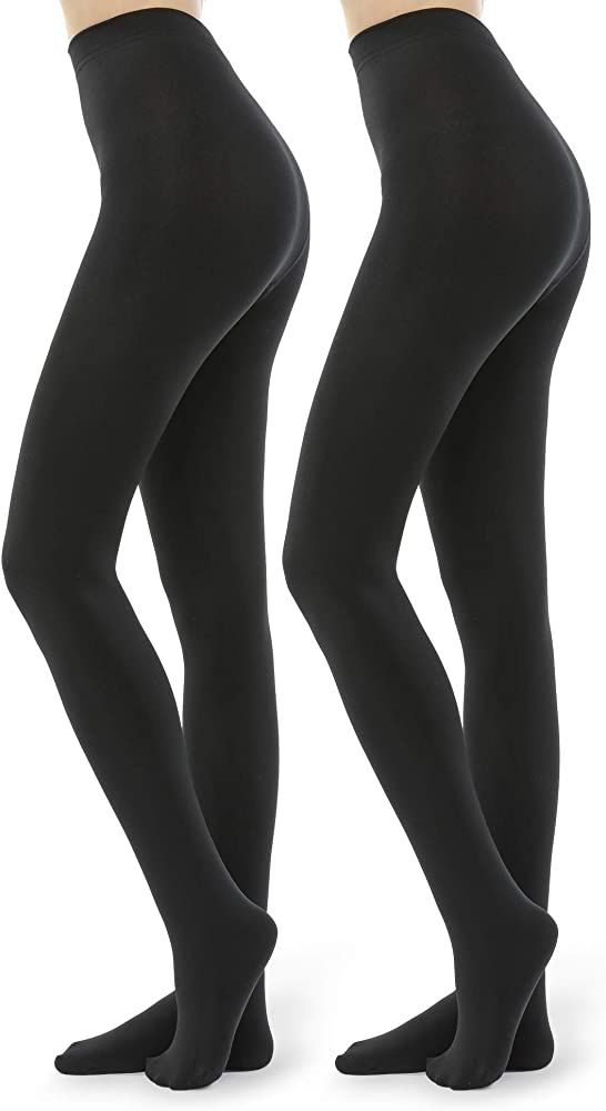 G&Y 2 Pairs Fleece Lined Tights for Women - 100D Opaque Warm Winter Pantyhose | Amazon (US)