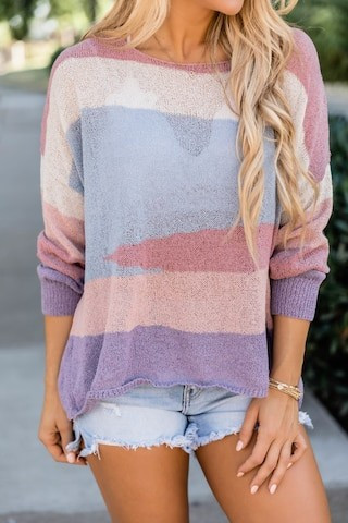 Adventures With You Mauve Colorblock Sweater | The Pink Lily Boutique