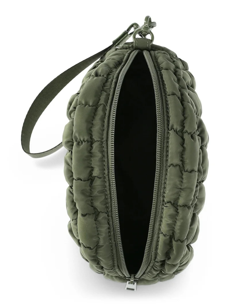 No Boundaries Women's Quilted Pouch Bag Charm, Olive | Walmart (US)