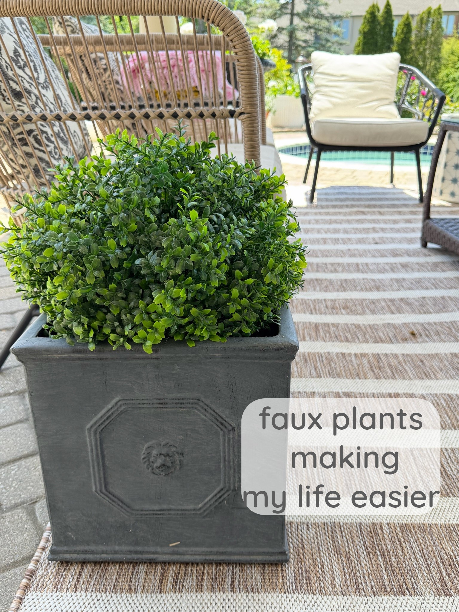 adding these faux boxwoods to my patio has been a game changer

outdoor rug, outdoor decor
amazon, Target 
budget friendly

#LTKSaleAlert #LTKHome