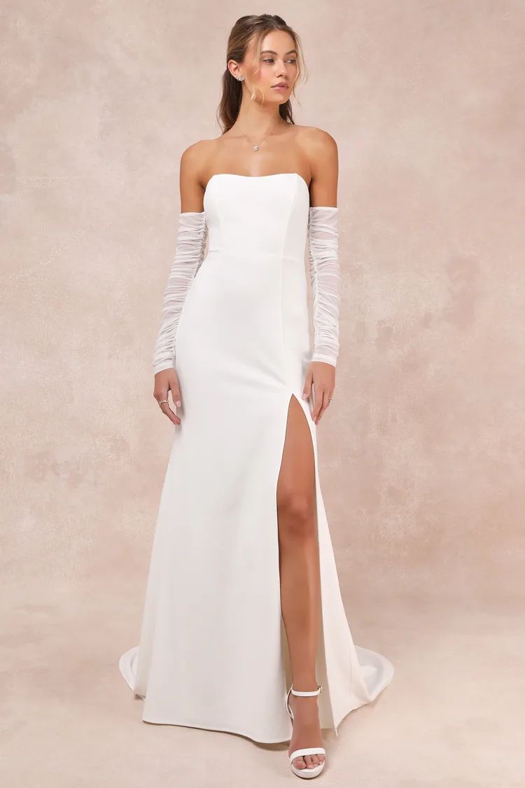Glorious Romance White Off-the-Shoulder Mermaid Maxi Dress | Lulus