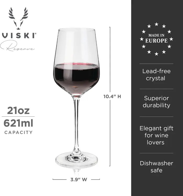 Viski Reserve Inez Crystal Bordeaux Glasses Set of 4 | Nordstrom | Nordstrom