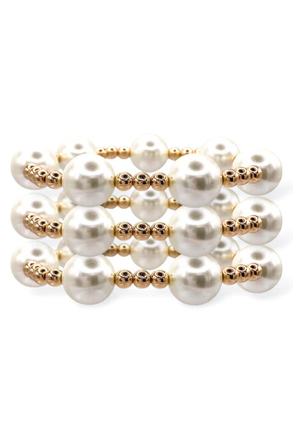 Plot Point Cream Bead Bracelet Set | The Willow Tree