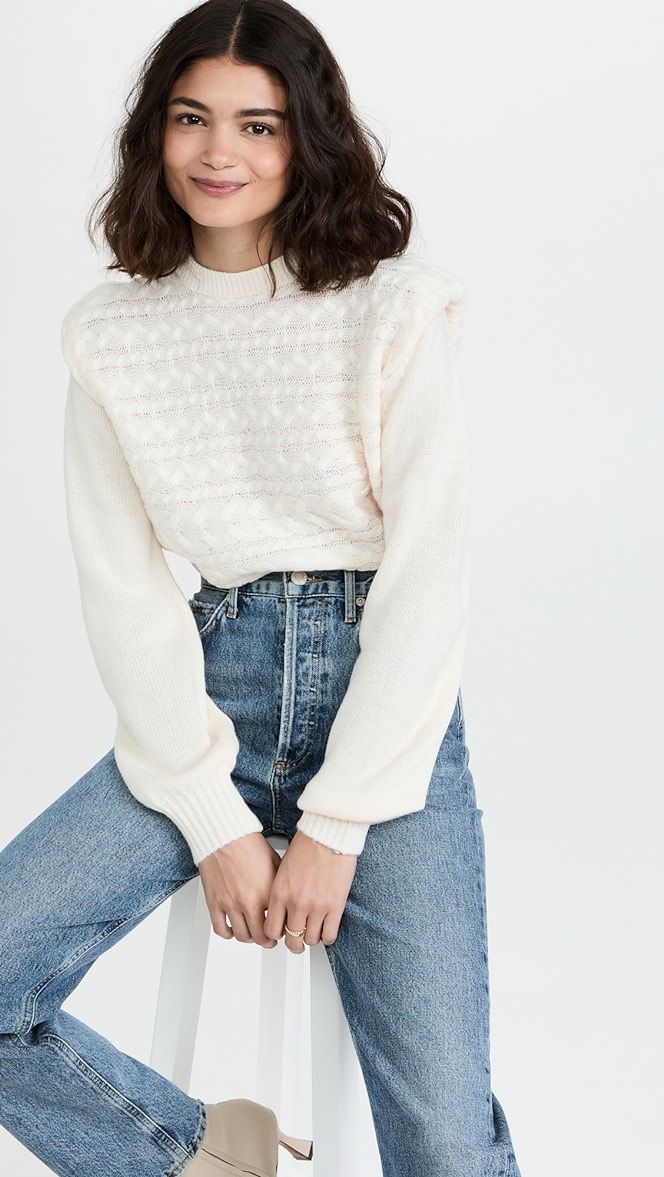 525 Cozy Cable Knit Shoulder Pad Sweater | SHOPBOP | Shopbop