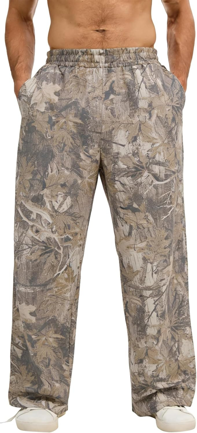 Mens Baggy Camo Graphic Print Sweatpants Workout Athletic Joggers Pants for Men Wide Leg Hunting Sweat Pant | Amazon (US)