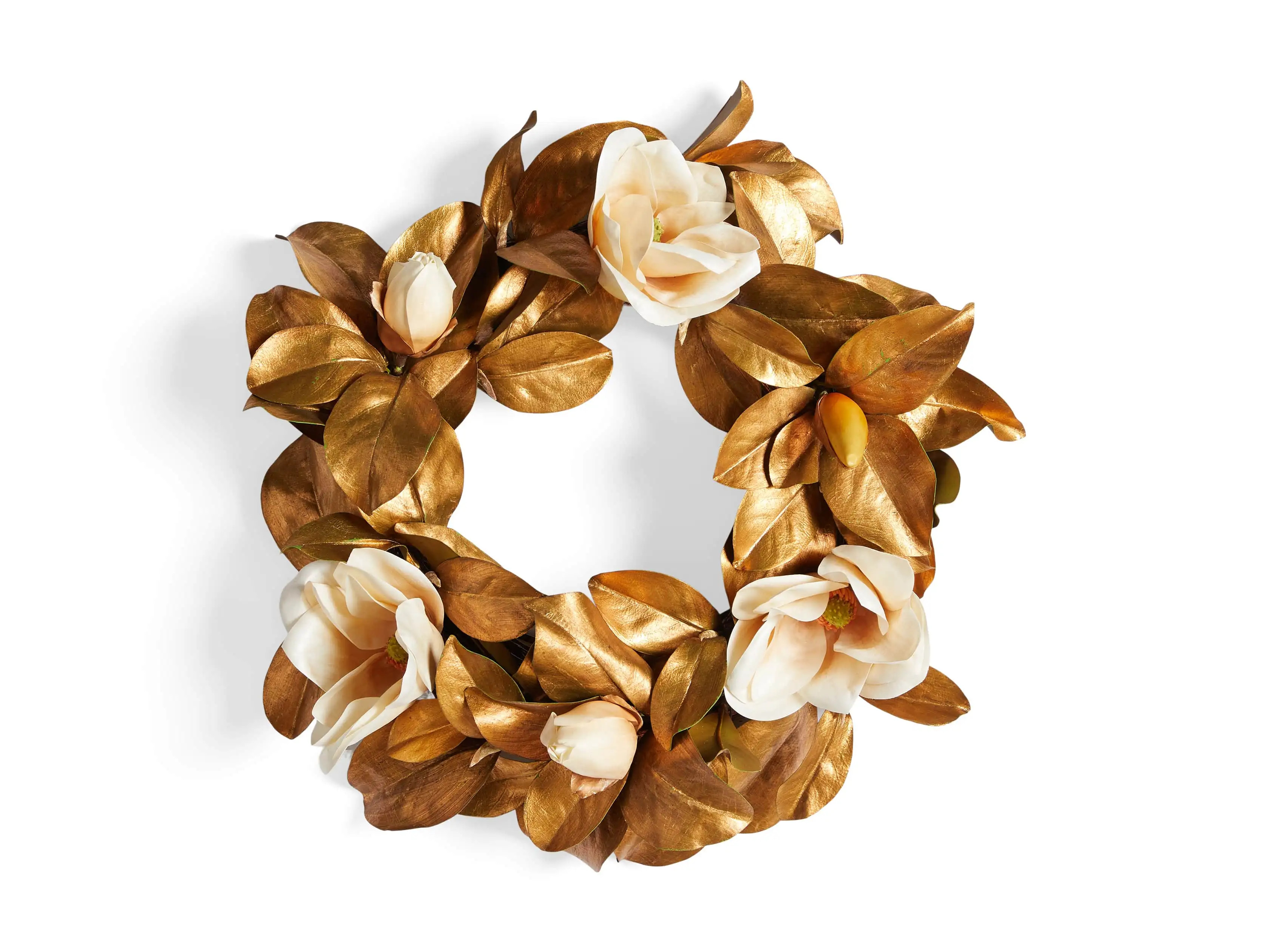 Faux Gold Magnolia Wreath | Arhaus