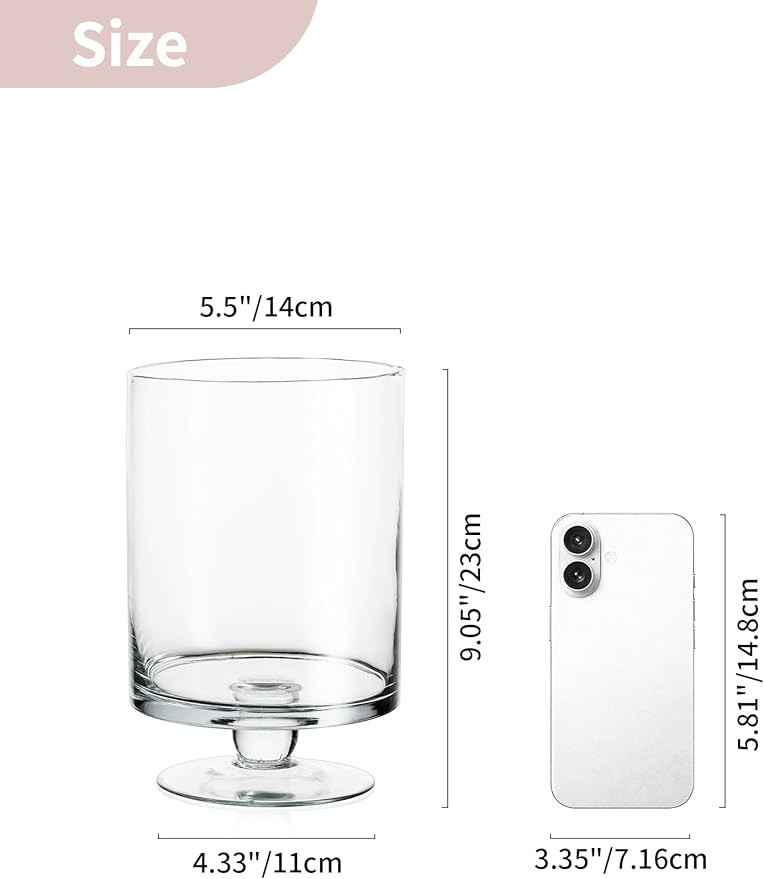 Glass Candle Holder for Pillar Candles - Large Glass Vases for Table Decoration, Clear Hurricane ... | Amazon (US)