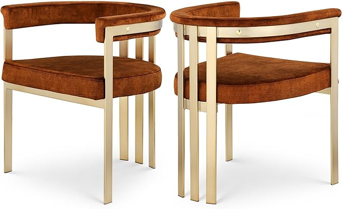 Meridian Furniture Marcello Cognac Velvet Dining Chair (Set of 2) | Amazon (US)