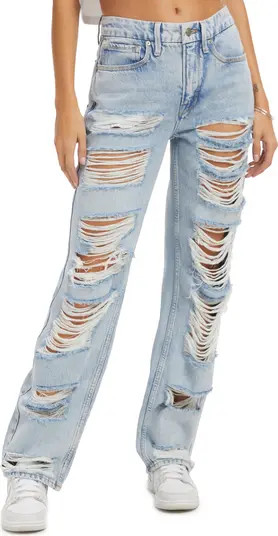 Good '90s Extreme Rip High Waist Straight Leg Jeans | Nordstrom