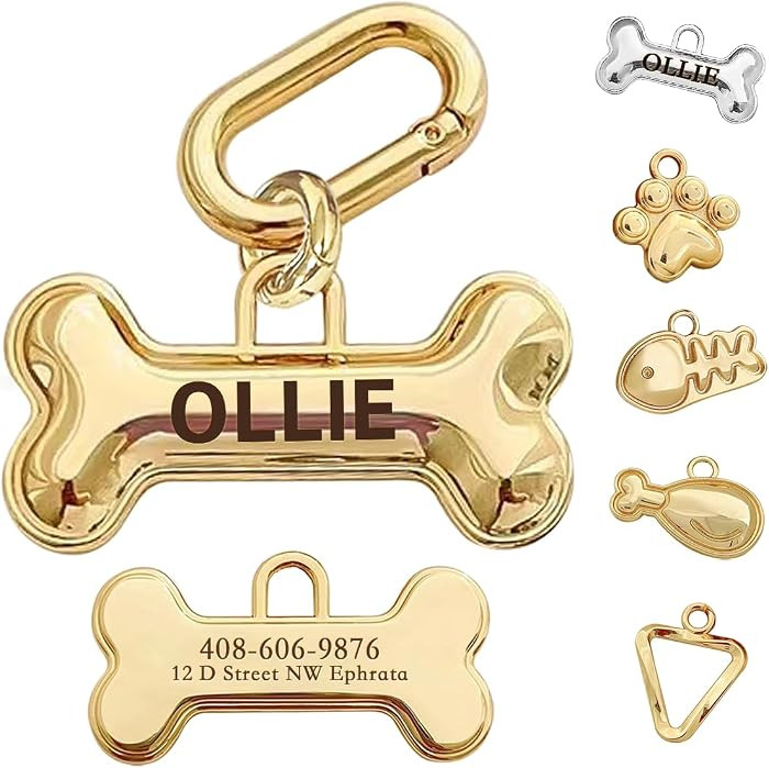 Dogs Tag Stylish Personalized Double Sided Deep Engraved Cat & Dog Tags Engraved for Pets Bone Ba... | Amazon (US)