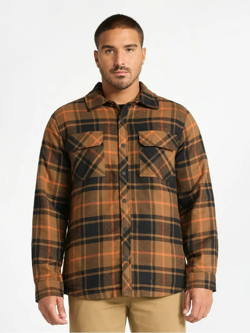 George Men's Shirt Jacket with Long Sleeves, High Pile Fleece Lining, Sizes S-3XL | Walmart (US)