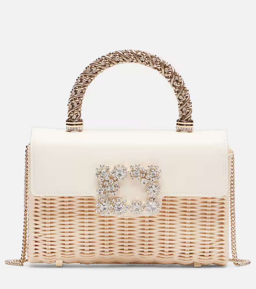 Roger Vivier Jewel Efflorescence Mini rattan tote bag | Mytheresa (US/CA)