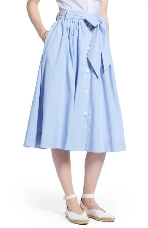 1901 Bow Tie Chambray Skirt (Regular & Petite) | Nordstrom