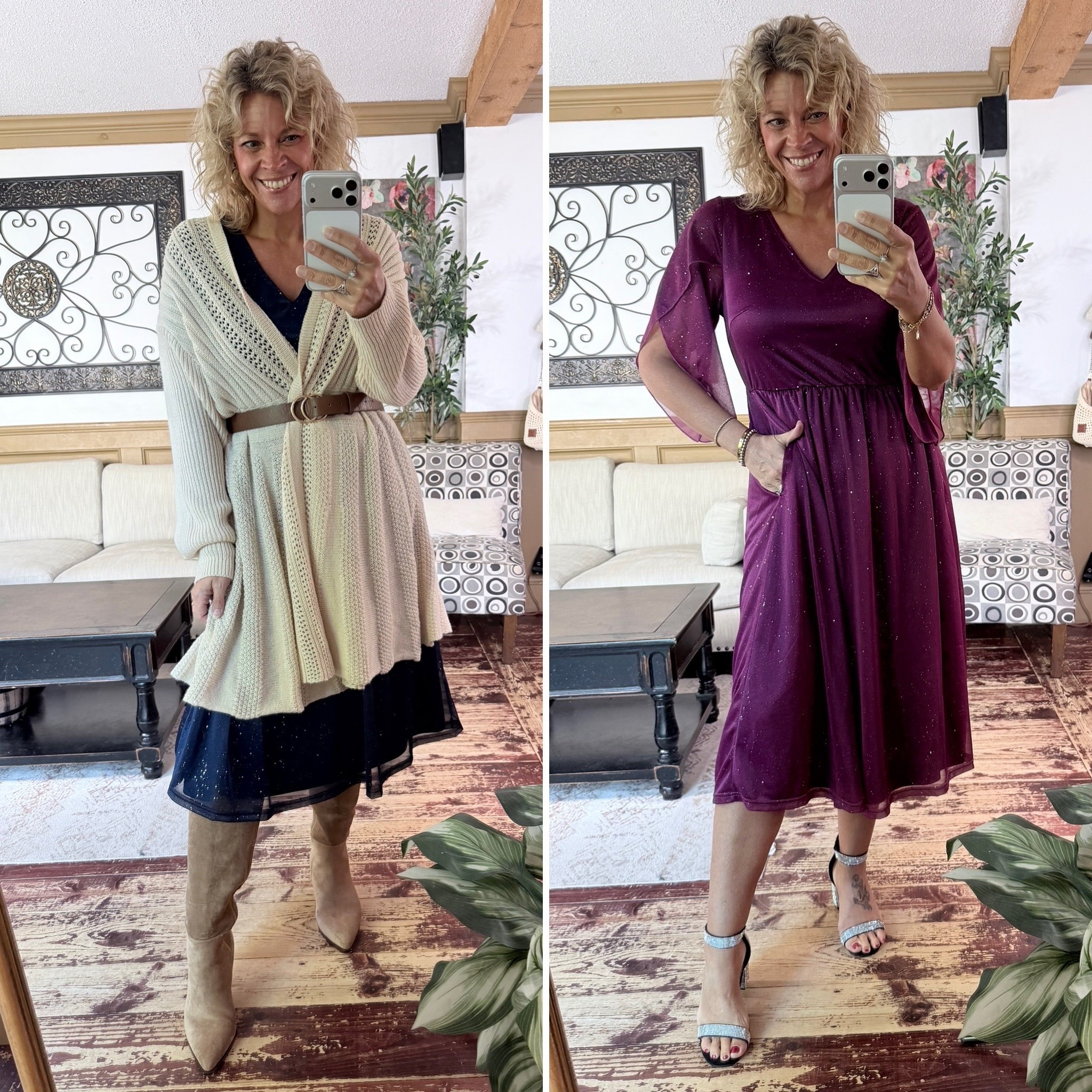 Special event dress that can also be worn casually- size 10 in dress & cardigan
Boots true to size

#LTKWedding #LTKWorkwear #LTKMidsize
