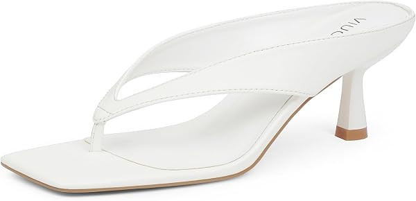 Women's Square Toe Thong Kitten Heel Sandal | Amazon (US)