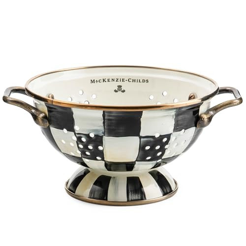 MACKENZIE-CHILDS Enamel Colander, Decorative Kitchen Strainer, Small, Black-and-White Courtly Check | Amazon (US)