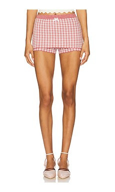For Love & Lemons Gingham Knit Skort in Mauve from Revolve.com | Revolve Clothing (Global)