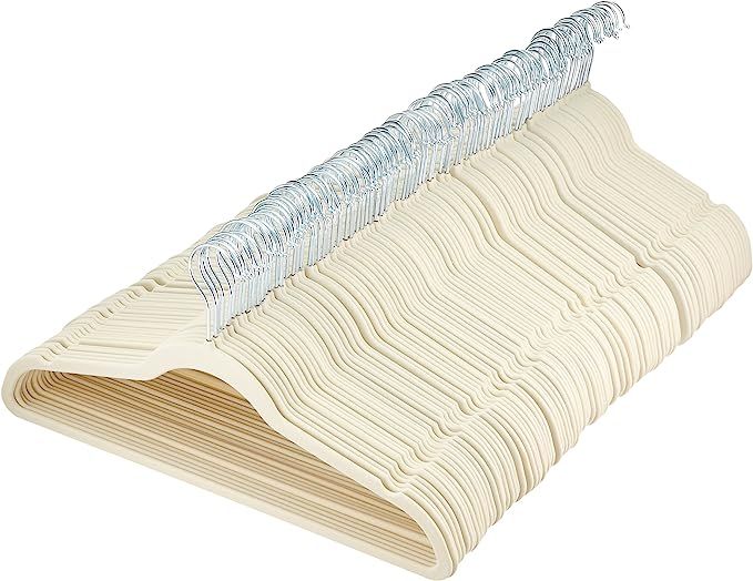 AmazonBasics Velvet Suit Clothes Hangers, 100-Pack, Ivory/Beige | Amazon (US)