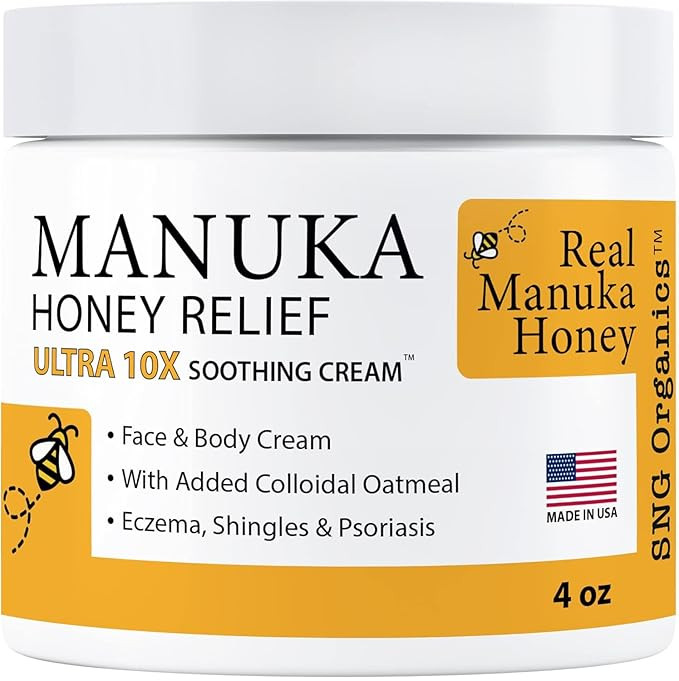 Manuka Honey Eczema Cream (4oz) Moisturizing Lotion Treatment Relief - Itchy, Dry Skin Healing Oi... | Amazon (US)
