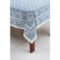 Blue & White Floral Block Print Tablecloth | Etsy (US)