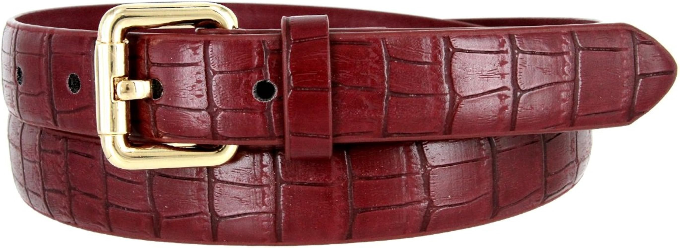 7075 Women's Skinny Alligator Embossed Leather Casual Dress Belt with Roller Buckle Style | Amazon (US)